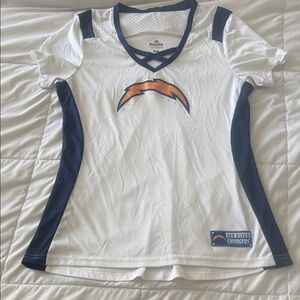 Majestic Women’s White & Navy San Diego Chargers V-Neck Jersey